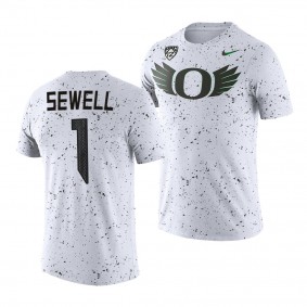 Noah Sewell T-Shirt Oregon Ducks #1 White Eggshell Football Men's Tee